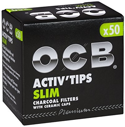 OCB ActivTips Slim 7 mm filtr z węglem aktywnym z ceramicznymi nasadkami 5 x 50 sztuk, srebrny, smal