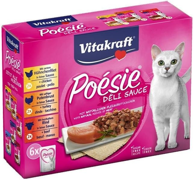 Vitakraft Poesie Deli Sauce - multipak saszetek w sosie z mięsem dla dorosłych kotów 6x85g