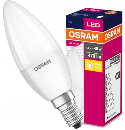 Osram Żarówka LED Świeczka E14 5.5W LED VALUE CLASSIC B 40 Biała Ciepła 2700k