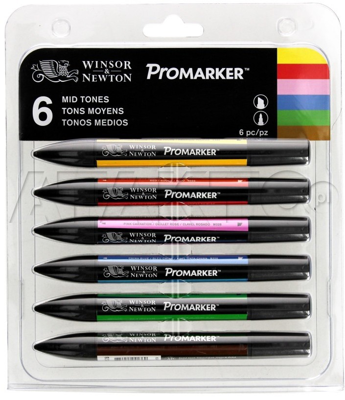 WINSOR&NEWTON Markery artystyczne 6kol Mid Tones Promarker Winsor&Newton LP1034