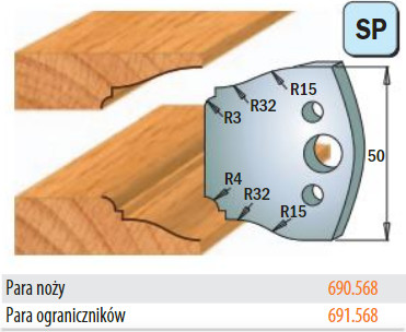 CMT Noże 690.568 HSS 50x4mm 14298