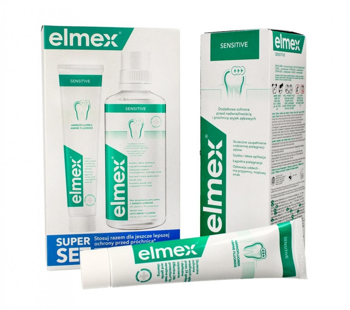 Elmex MERIDOL Sensitive Kaseta - Pasta do zębów 75ml + Płyn do płukania ust 400ml 126595