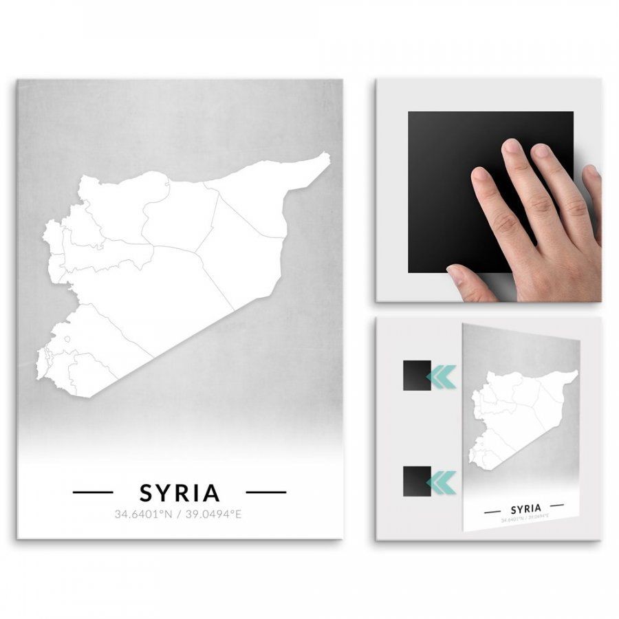 Pix4home Plakat metalowy Mapa B&W Syria M POS-M-03969
