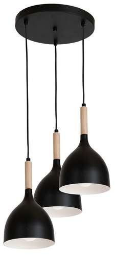 Luminex Noak wood 1192 lampa wisząca zwis 3x60W E27 czarny / brązowy