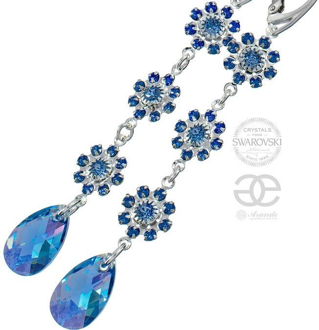 Swarovski PIĘKNE KOLCZYKI AQUA FEEL LONG SREBRO