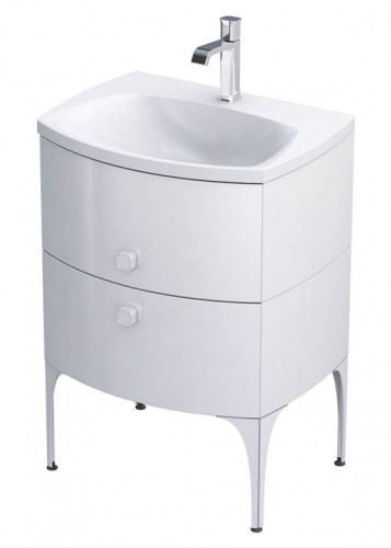 Oristo Szafka wisząca LOUIS 62 cm BIAŁY POŁYSK z umywalką LOUIS 62 cm BIAŁY MAT OR50-SD2S-62-1 + UME-LU-62-93