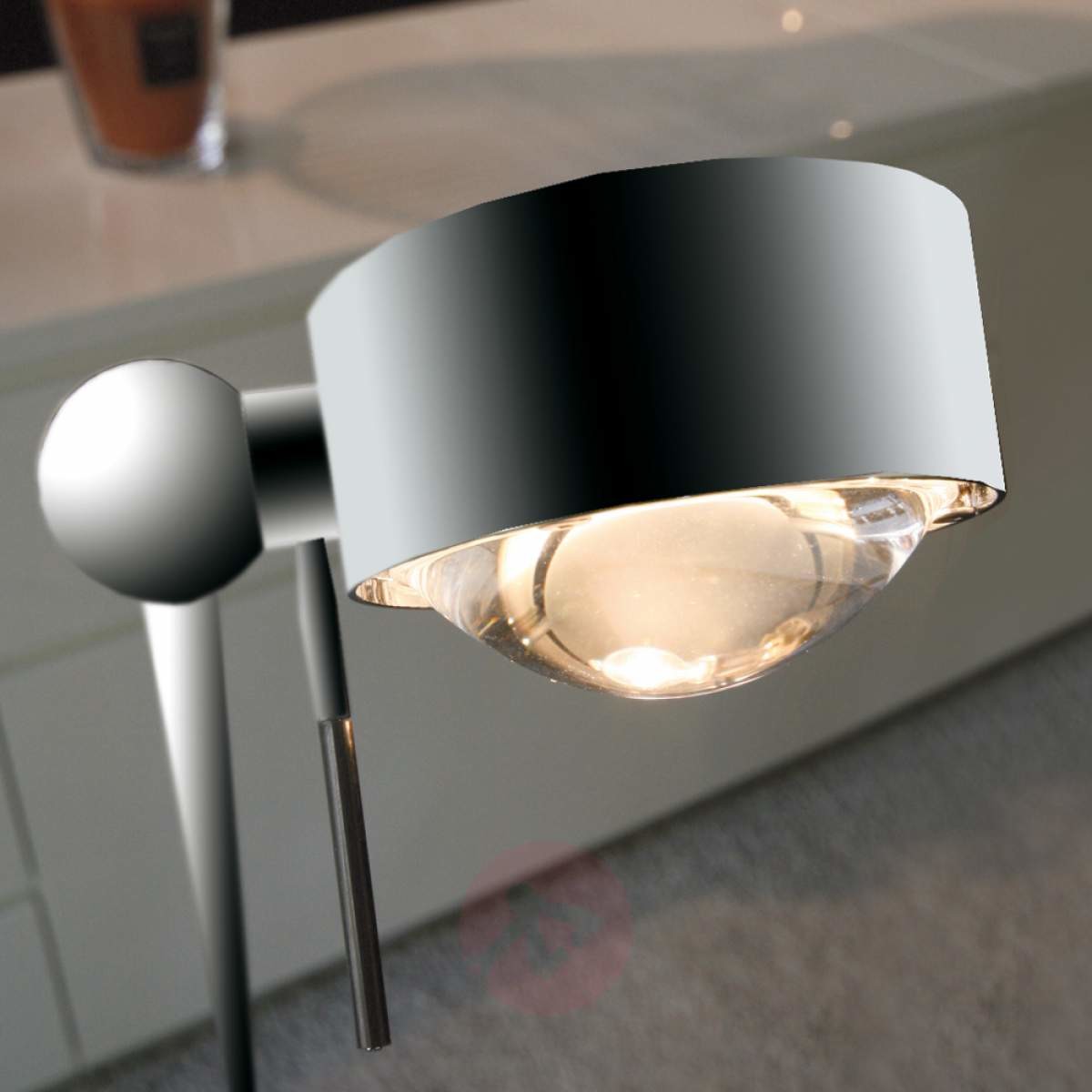 TOP LIGHT Ruchoma lampa stojąca PUK FLOOR, chrom matowy