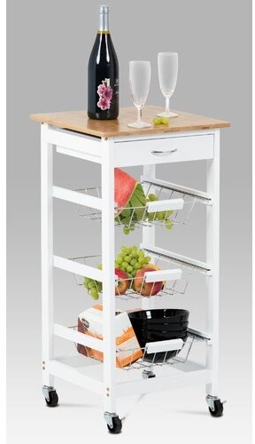 Bambusowy regał ruchomy 3 koszyki, 37 x 37 x 76 cm