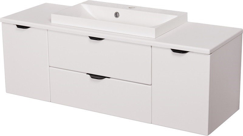 Biała szafka łazienkowa z umywalką 120 cm Liv Victa VIC-B-U120/39C+Liv