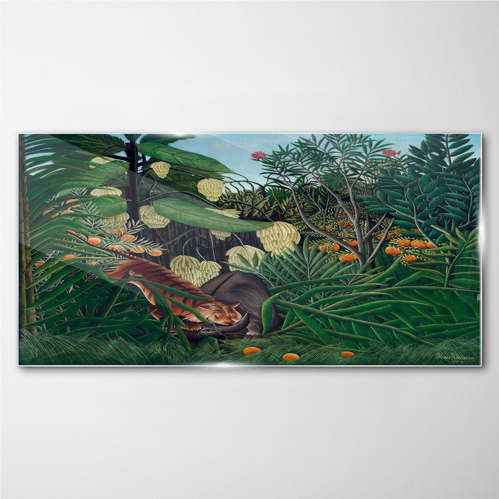 PL Coloray Obraz na Szkle Dżungla Tygrys Owoce Drzewa 140x70cm
