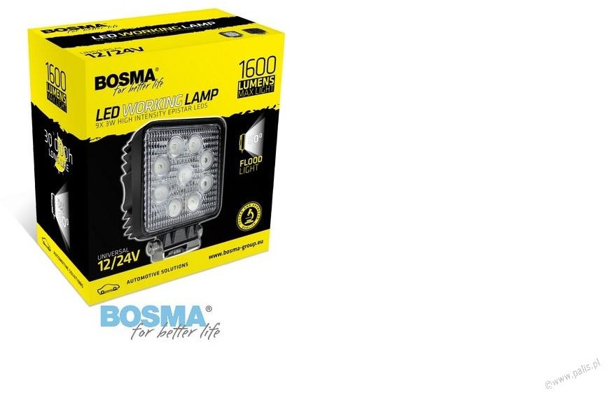 Micros Bosma BOSMA 6100 ROBOCZA 9xLED 12/24V 27W 1600 Lm KWADRATOWA ROZPRASZAJĄCA 1 szt) 6100