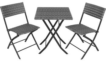 TecTake Meble ogrodowe balkonowe technorattan Trevi szary 403197