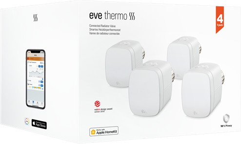 Eve Eve Thermo (2020) - Connected Radiator Valve for Apple HomeKit 4-Pack 10EBP1701 - 4X