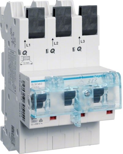Hager MCB SLS Wyłącznik nadprądowy selektywny 3P Cs 50 A szyny Cu 40-12x5/10 mm HTS350C