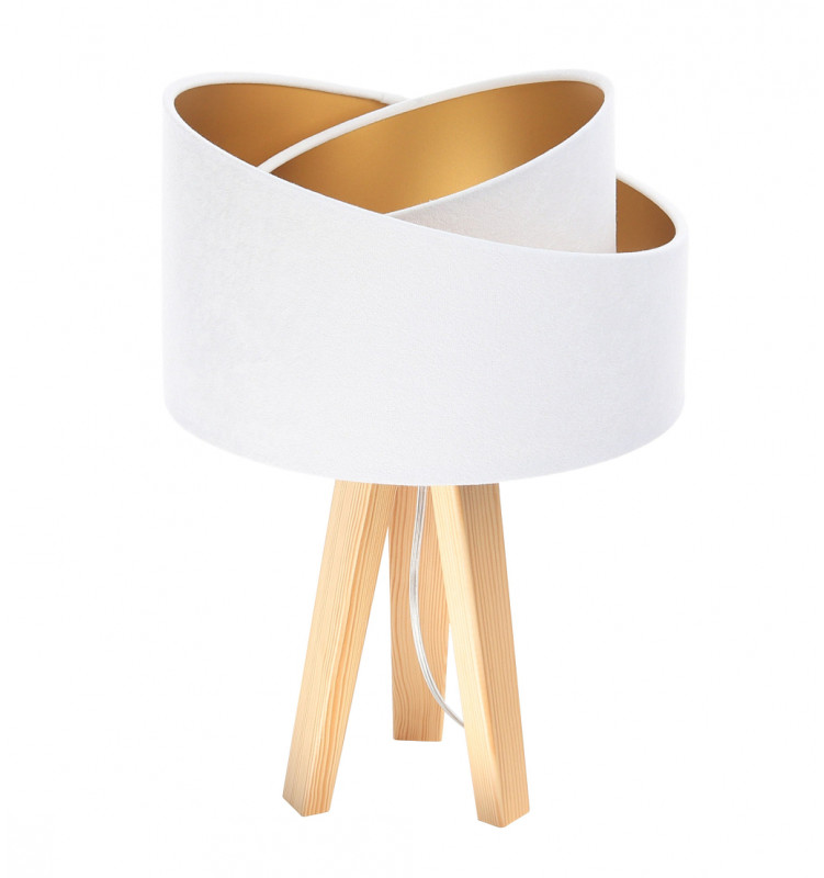 ImoLight Lampka stołowa mini-trójnóg sosnowy Awena Biało-złota 060s-062