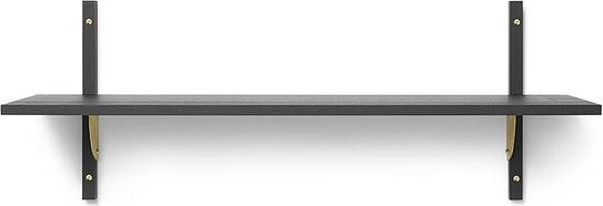 Ferm Living Półka Sector pojedyncza 87 cm czarny jesion z mosiężnym mocowaniem 1103452860