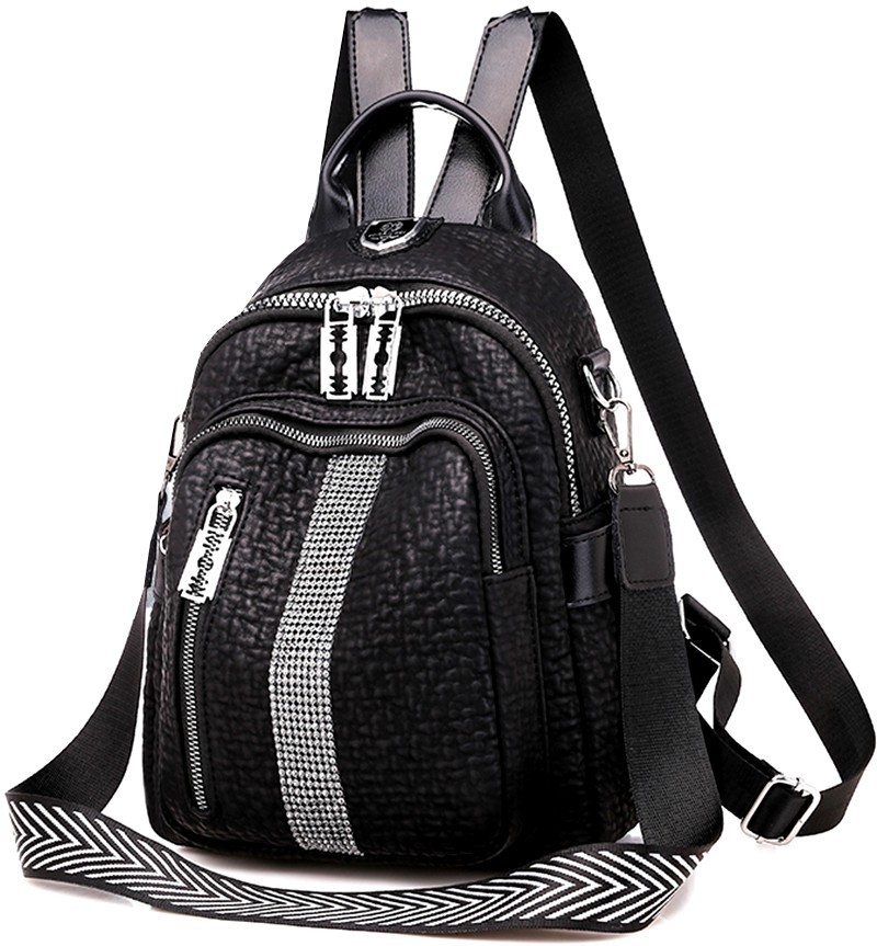 Czarny Plecak modny wodoodporny damski szkolny