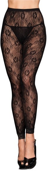 iCollection Rajstopy bez stopek Footless Tights Black Floral