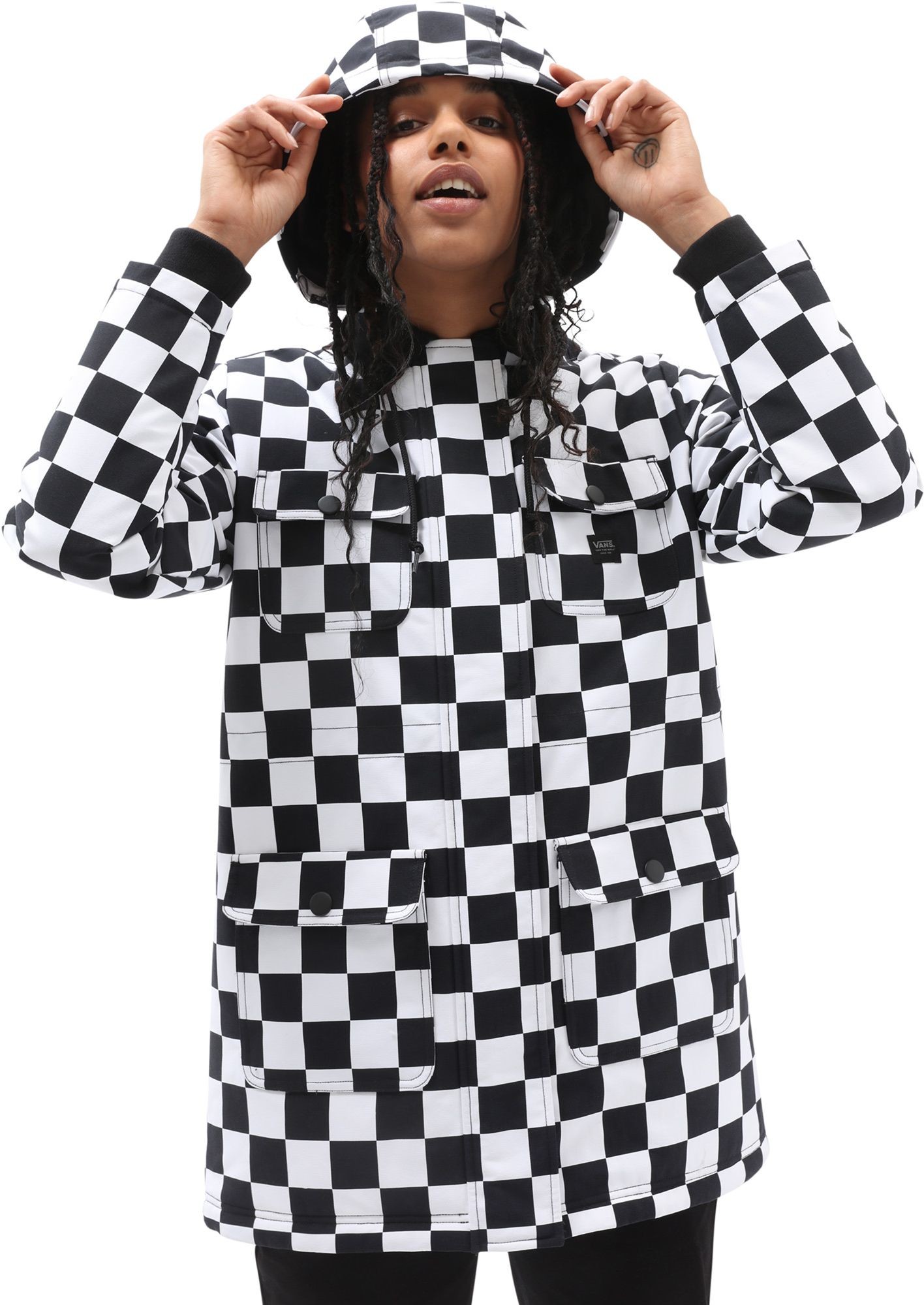 Vans kurtka street zimowa damska DRILL LONG II CHORE COAT MTE JACKET Checkerboard