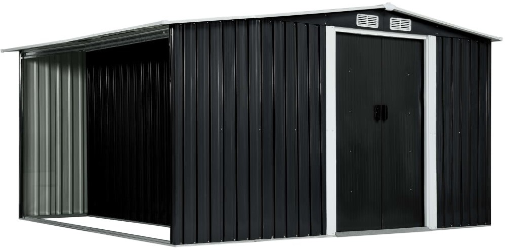 vidaXL Szopa z drzwiami przesuwnymi, antracyt, stal, 329,5x312x178 cm