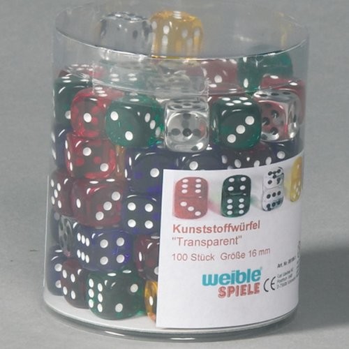 Weible Spiele weible Spiele 05186  1  akrylowy-kostka w puszce, 16 MM, 100 sztuk, przezroczysty