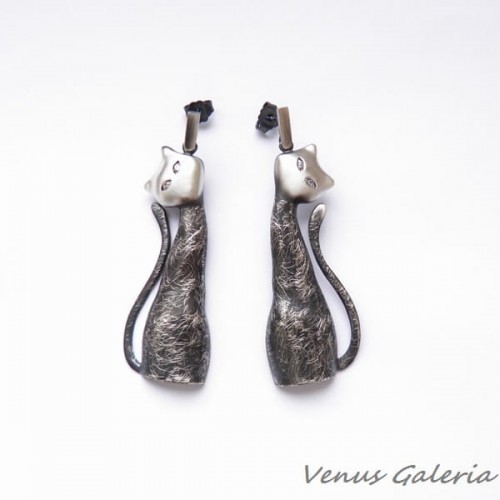 Kolczyki - Czarne koty duże 599