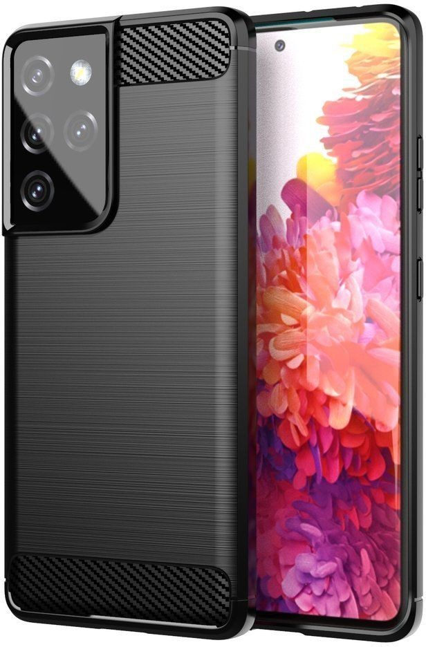 Hurtel Carbon Case elastyczne etui pokrowiec Samsung Galaxy S21 Ultra 5G czarny