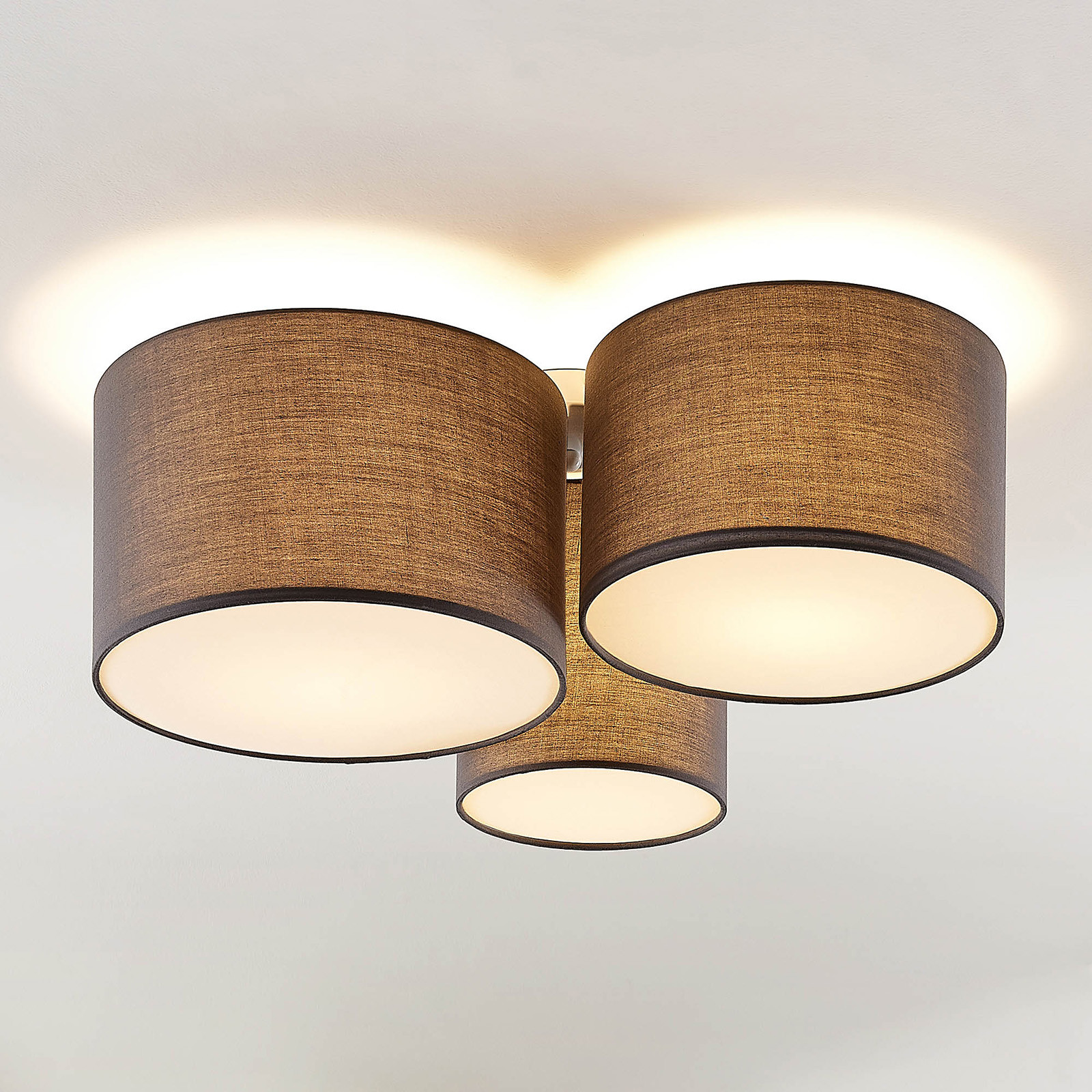 Lindby Laurenz lampa sufitowa, 3-pkt., szara