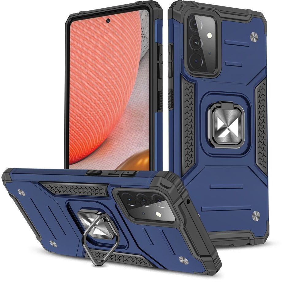 Wozinsky Ring Armor pancerne hybrydowe etui pokrowiec + magnetyczny uchwyt Samsung Galaxy A72 4G niebieski