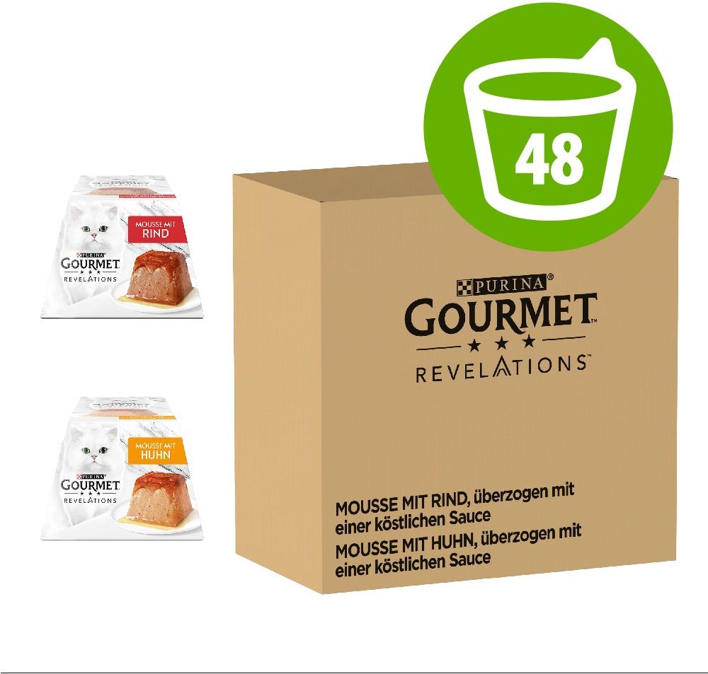 Purina Gourmet 2 + 1 gratis! Revelations, różne rodzaje - Wołowina i kurczak, 144 x 57 g