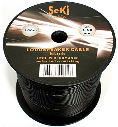 Seki Przewód głośnikowy 100 m  2 X 1,5 mm  100% CCA MIEDŹ; przewód audio  czarny 311808