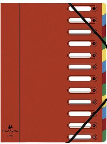 Exacompta Exacompta Teczka segregująca Harmonika 12 przekładek czerwony EXC336