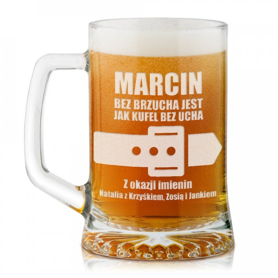 Murrano Grawerowany Kufel Szklany do Piwa KUFS-023