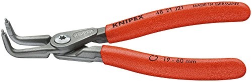 Knipex 48 21 J41 precyzyjne szczypce do pierścieni zabezpieczających do pomieszczeń wewnętrznych pierścieni w otwory szare atramentowane z antypoślizgowego tworzywa sztucznego pokryte 305 MM 48 21 J41
