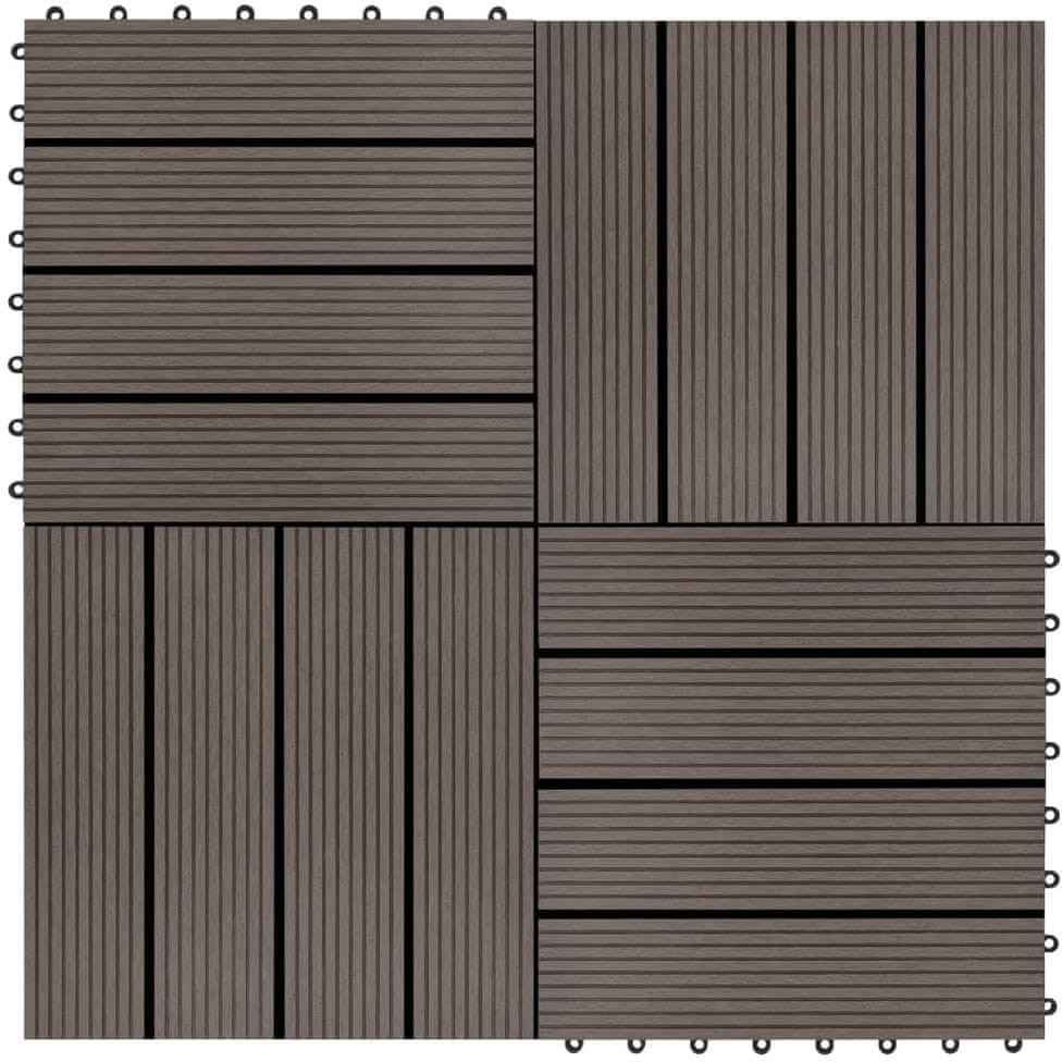 shumee Płytki tarasowe 11 szt. WPC 30 x 30 cm 1 m ciemny brąz
