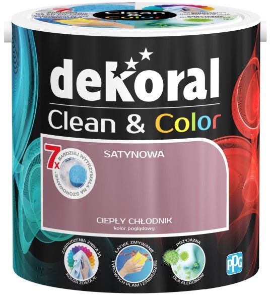 Dekoral Satynowa farba lateksowa Clean&Color ciep$255y ch$256odnik 2 5 l 00398966
