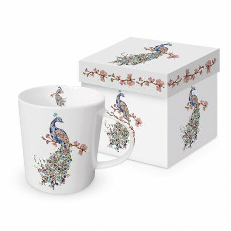 DUŻY KUBEK PORCELANOWY Green Peacock - Paw, w PUDEŁKU 604666