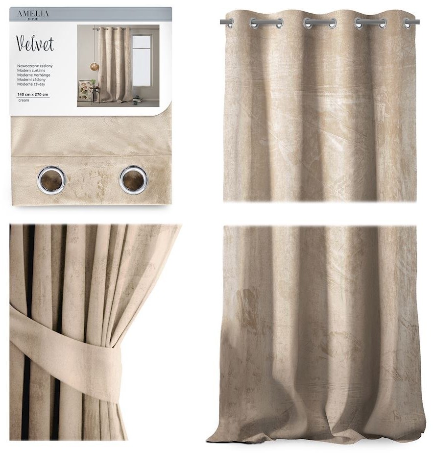 Amelia Home Amelia Home Zasłona Velvet 140x270 VELVET/PLE/SIL/270