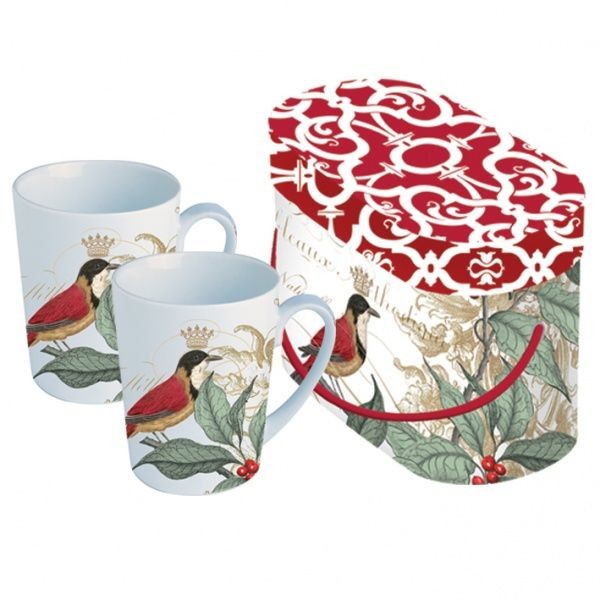 KOMPLET KUBKÓW PORCELANOWYCH - Holly Bird