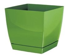 Prosperplast Doniczka mała kwadratowa z podstawką DUKP135 Coubi Square P 13,5 cm oliwka DUKP135-370U