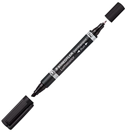 Staedtler 348 B-9 Lumocolor Duo Permanent Marker, 0.6 MM i M klinowatym czubkiem 1.5 lub 4 MM, 10 sztuk w kartonie, czarnym 4007817186404