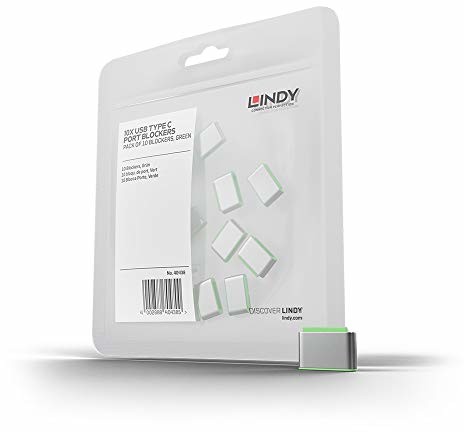 LINDY LINDY Blokady portów USB typu C (bez klucza) - opakowanie 10 sztuk, zielone 40438