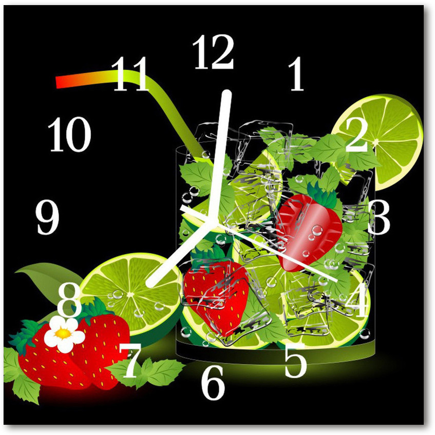 tulup pl Zegar ścienny kwadrat Limonka truskawki 30x30cm