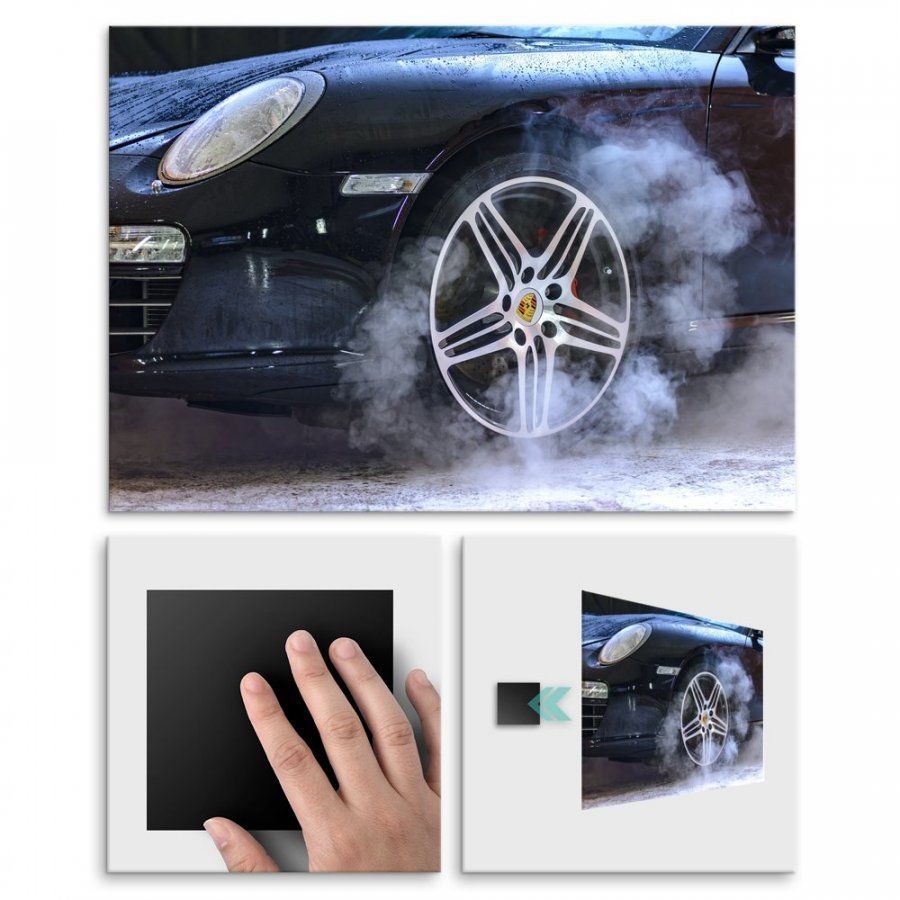 Pix4home Plakat metalowy dym z czarnego Porsche M POS-M-01627