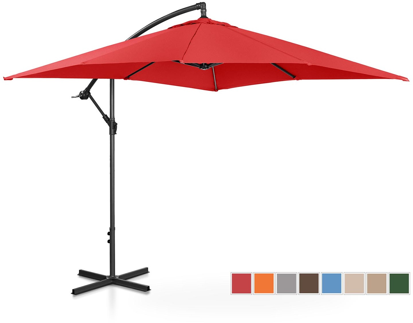 Uniprodo Parasol ogrodowy wiszący - 250 x 250 cm - czerwony