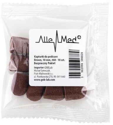 Allemed Kapturki do pedicure 10 mm gradacja 60 10 szt AlleMed Brązowy Brown