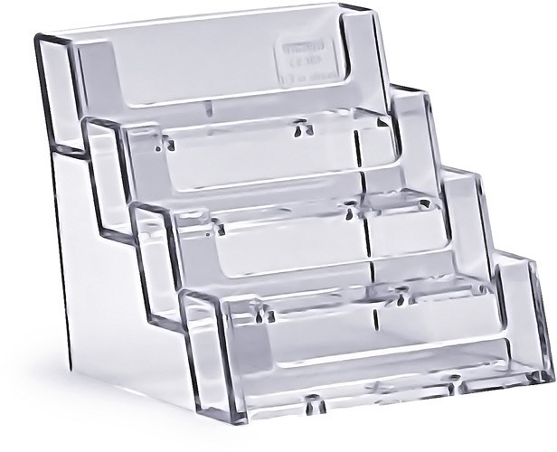 Stojak na wizytówki 4 kaskadowe kieszenie plexi odlewany 4BC93