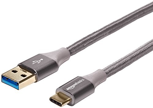 AmazonBasics Double Braided Nylon USB Type-C to Type-A 3.1 Gen 1 Cable, ciemnoszary 3 m UTC-C-A-3.1-Gen 1-10FT-GRY