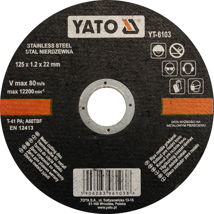 Yato Tarcza do cięcia stali nierdzewnej inox 125x1,2x22 (produkt wysyłamy w 24h (YT-6103)