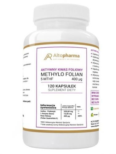 Altopharma Methylo Folian 5-MTHF 400 g aktywny kwas foliowy 120 kapsułek 1146134